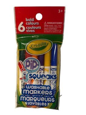 Crayola Pip-Squeaks Washable Markers 6 Bold Colors Non-Toxic Ages 3+